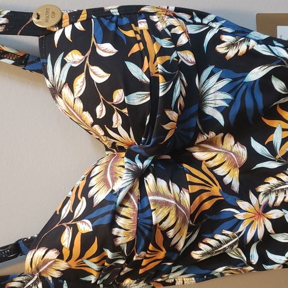 NipTuck NWT Twist Front Blue and Orange Floral Print Swimsuit, size 6 - Picture 2 of 6